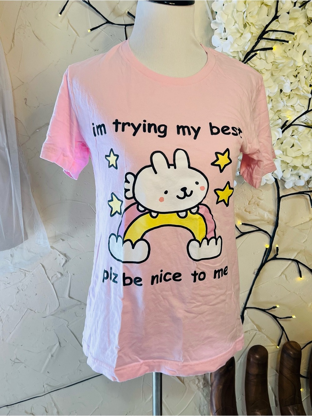 Bella Canvas Pink Kids Cartoon Bunny Graphic Tee
